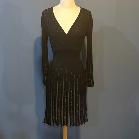 MISSONI Black Silver Long Sleeve Dress. Size 4 | Small. Merino Wool - Picture 1 of 8